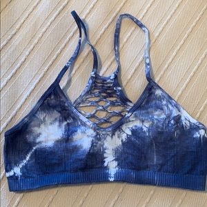 Free People Tie-Dye Indigo Bralette